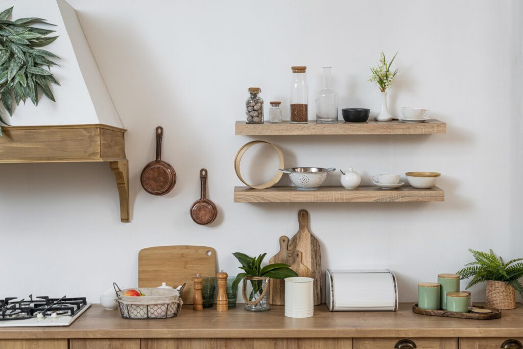 A kitchen counter with the essential items for meal preparation